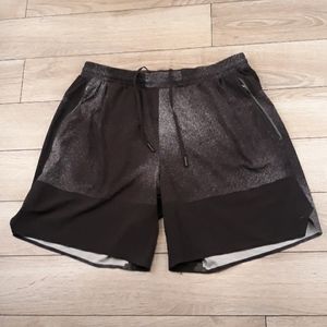 LULULEMON‎ Black Grey Speckled Pattern Sz Large Mens Athletic Running Shorts